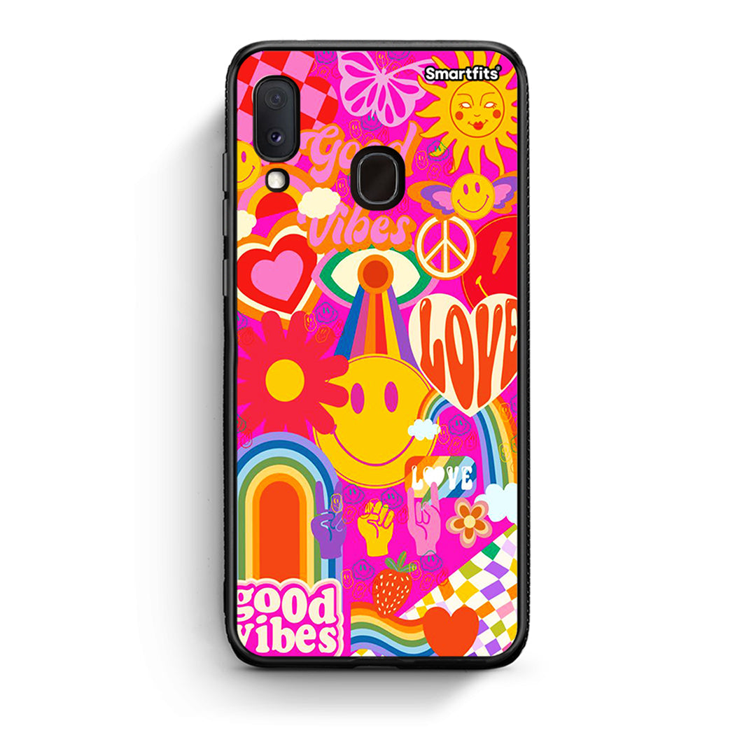 Samsung Galaxy A30 Hippie Love θήκη από τη Smartfits με σχέδιο στο πίσω μέρος και μαύρο περίβλημα | Smartphone case with colorful back and black bezels by Smartfits