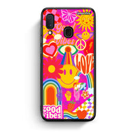Thumbnail for Samsung Galaxy A30 Hippie Love θήκη από τη Smartfits με σχέδιο στο πίσω μέρος και μαύρο περίβλημα | Smartphone case with colorful back and black bezels by Smartfits