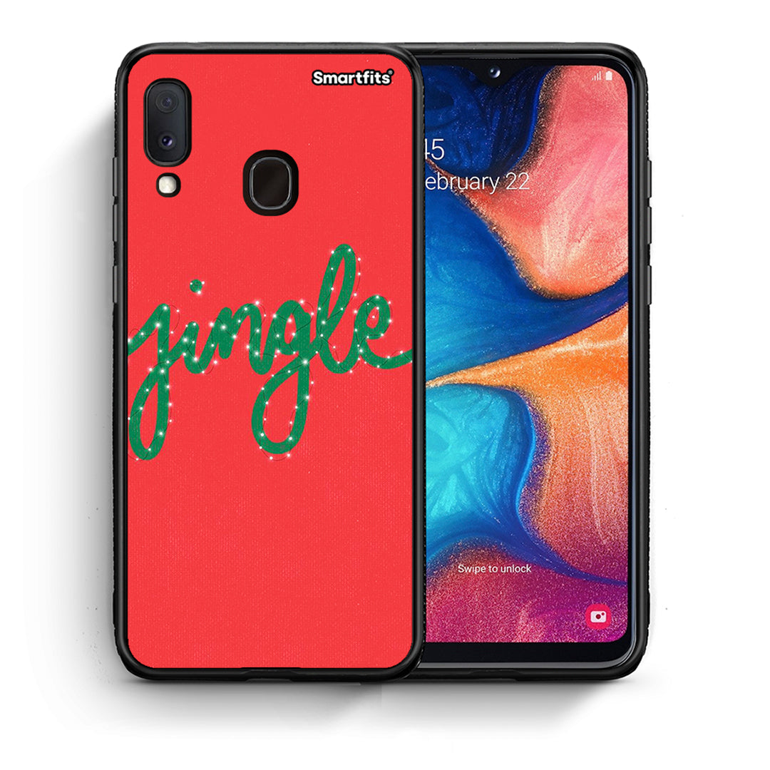 Θήκη Samsung Galaxy M20 Jingle Xmas από τη Smartfits με σχέδιο στο πίσω μέρος και μαύρο περίβλημα | Samsung Galaxy M20 Jingle Xmas case with colorful back and black bezels