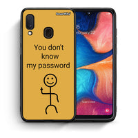 Thumbnail for Θήκη Samsung Galaxy A30 My Password από τη Smartfits με σχέδιο στο πίσω μέρος και μαύρο περίβλημα | Samsung Galaxy A30 My Password case with colorful back and black bezels