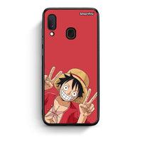 Thumbnail for Samsung A20e Pirate Luffy Θήκη από τη Smartfits με σχέδιο στο πίσω μέρος και μαύρο περίβλημα | Smartphone case with colorful back and black bezels by Smartfits