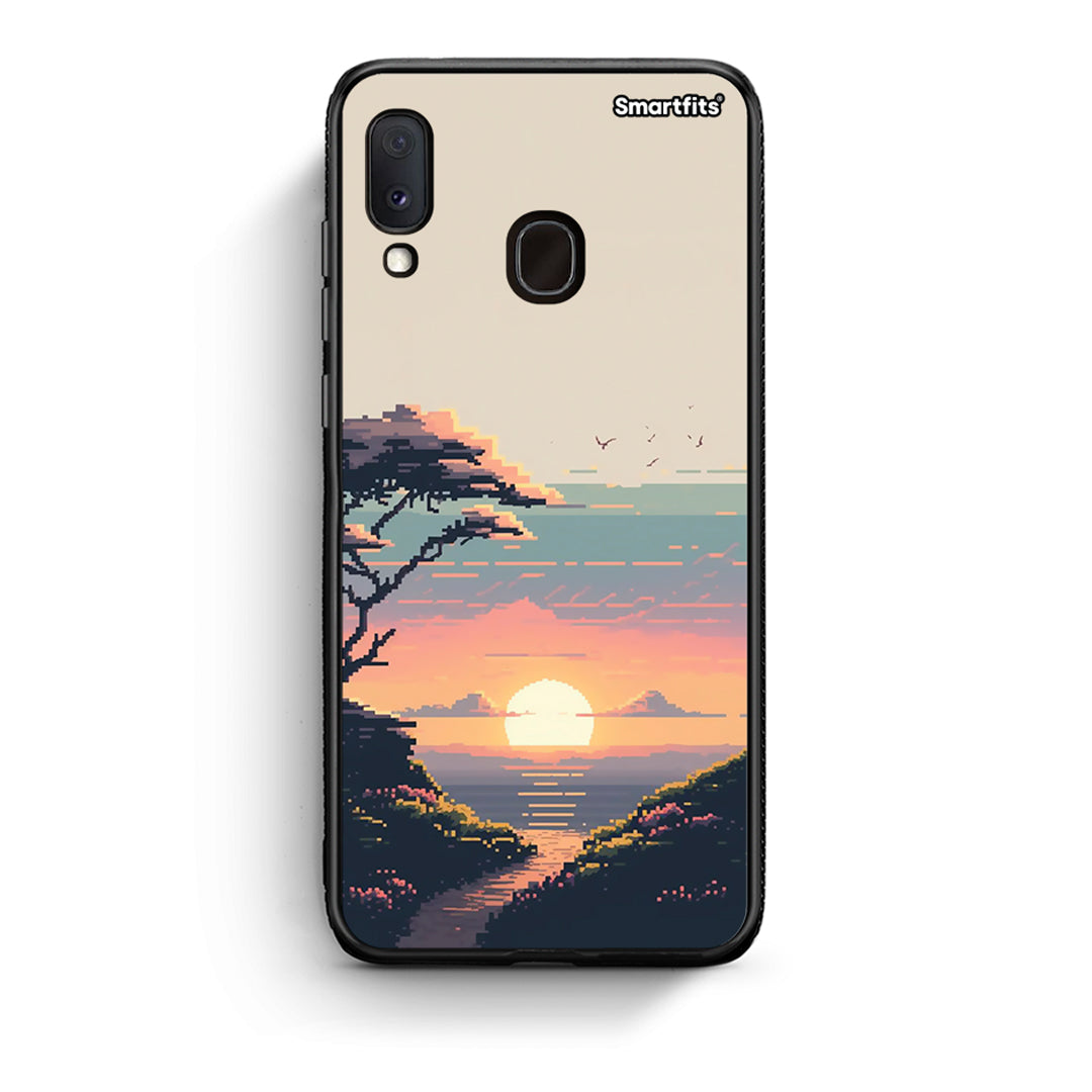 Samsung Galaxy A30 Pixel Sunset Θήκη από τη Smartfits με σχέδιο στο πίσω μέρος και μαύρο περίβλημα | Smartphone case with colorful back and black bezels by Smartfits