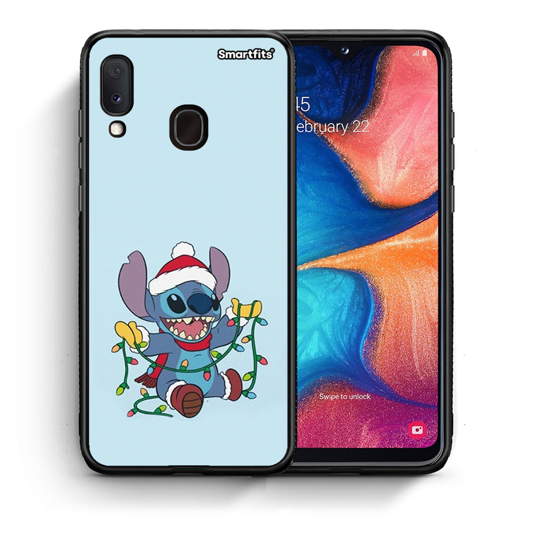 Θήκη Samsung Galaxy M20 Santa Stich από τη Smartfits με σχέδιο στο πίσω μέρος και μαύρο περίβλημα | Samsung Galaxy M20 Santa Stich case with colorful back and black bezels