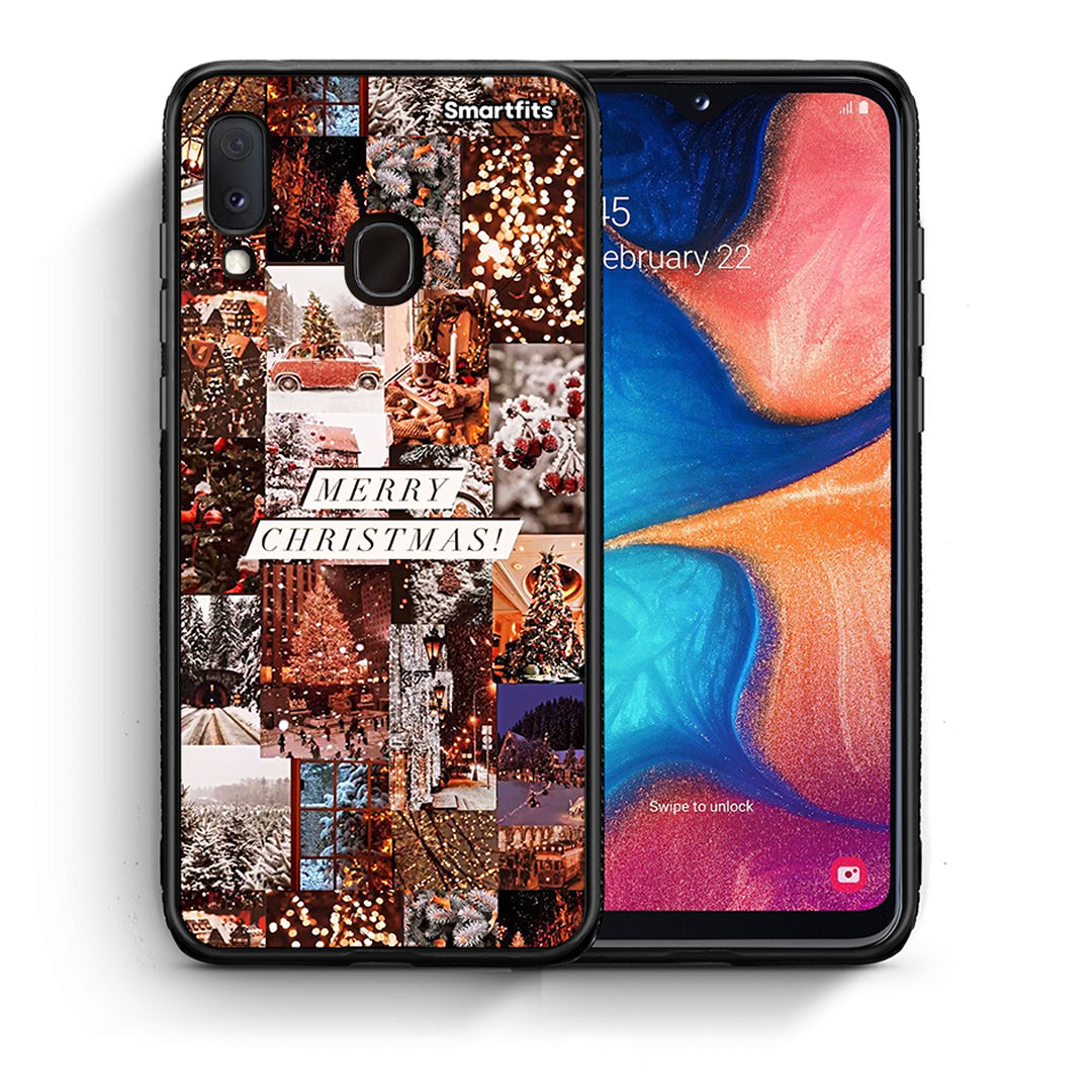 Θήκη Samsung A20e Xmas Collage από τη Smartfits με σχέδιο στο πίσω μέρος και μαύρο περίβλημα | Samsung A20e Xmas Collage case with colorful back and black bezels