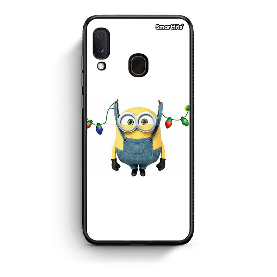 Samsung Galaxy A30 Xmas Minion Lights θήκη από τη Smartfits με σχέδιο στο πίσω μέρος και μαύρο περίβλημα | Smartphone case with colorful back and black bezels by Smartfits