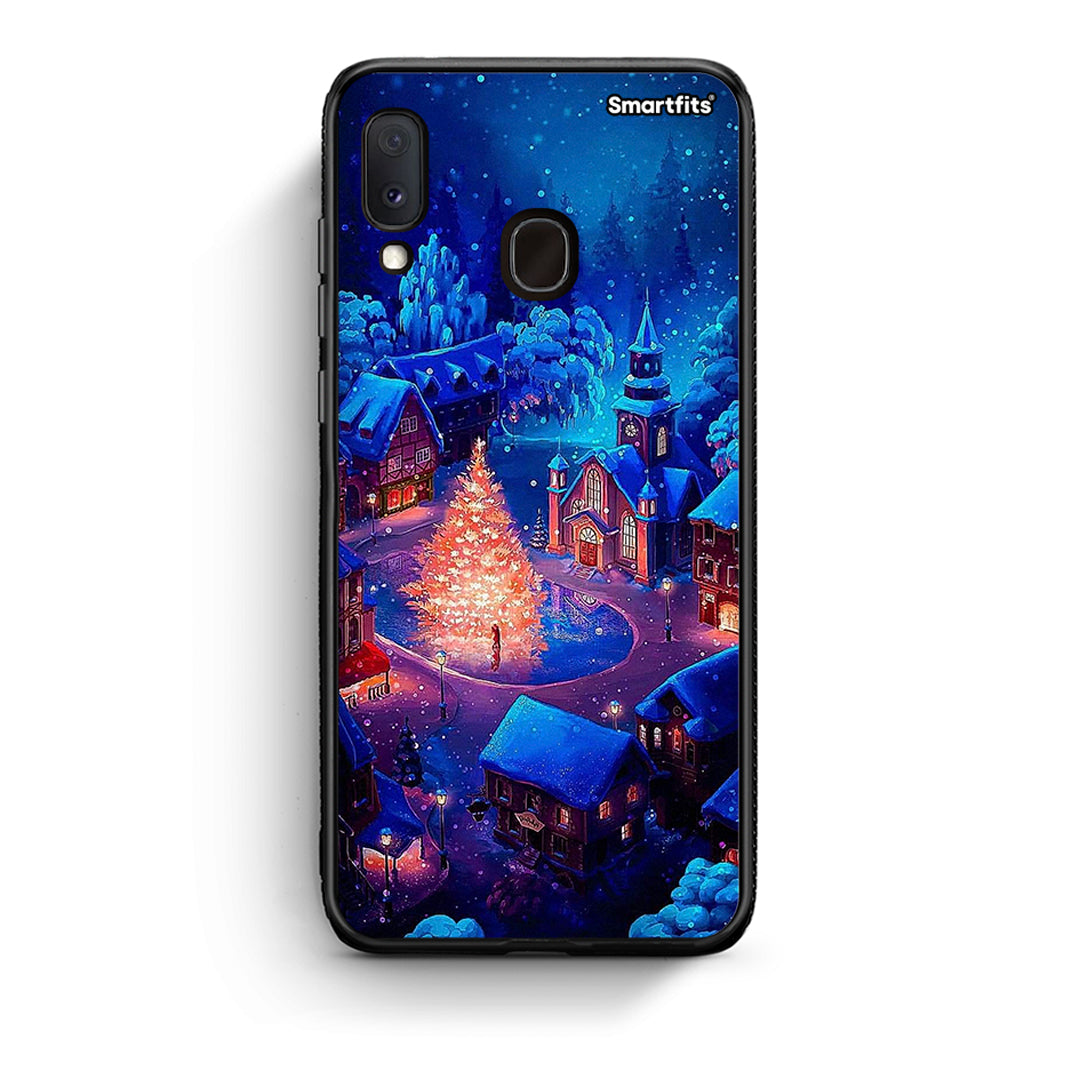 Samsung A20e Xmas Village θήκη από τη Smartfits με σχέδιο στο πίσω μέρος και μαύρο περίβλημα | Smartphone case with colorful back and black bezels by Smartfits