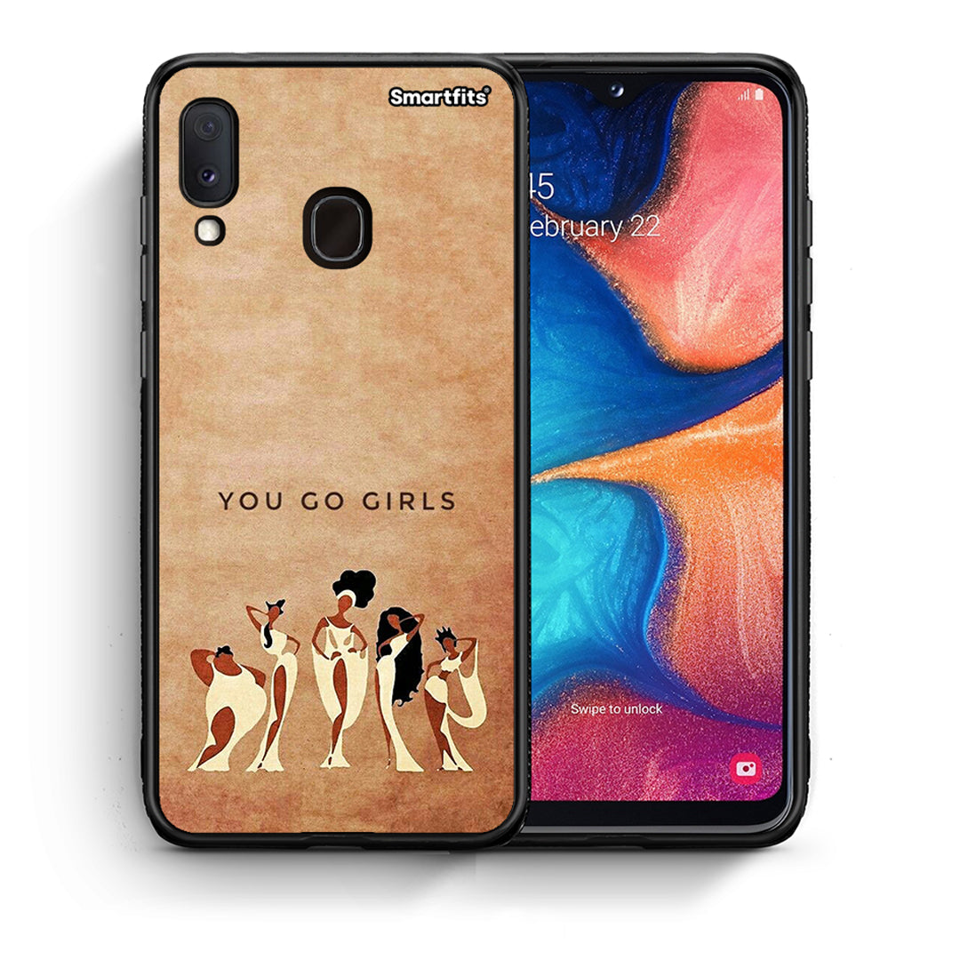 Θήκη Samsung A20e You Go Girl από τη Smartfits με σχέδιο στο πίσω μέρος και μαύρο περίβλημα | Samsung A20e You Go Girl case with colorful back and black bezels