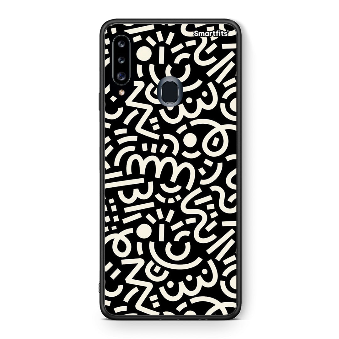 Θήκη Samsung Galaxy A20s Doodle Art από τη Smartfits με σχέδιο στο πίσω μέρος και μαύρο περίβλημα | Samsung Galaxy A20s Doodle Art case with colorful back and black bezels