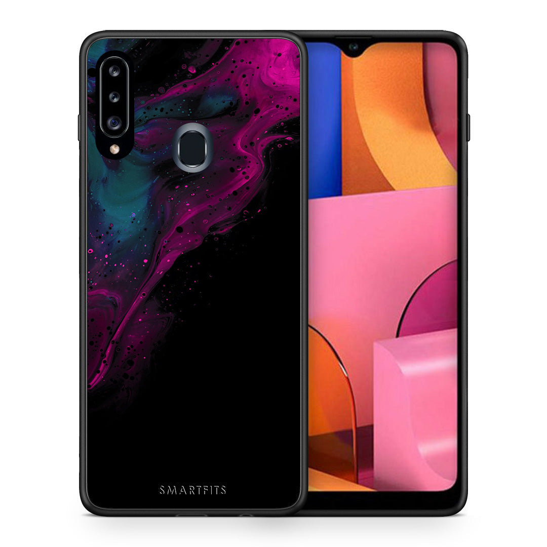 Watercolor Pink Black - Samsung Galaxy A20s case