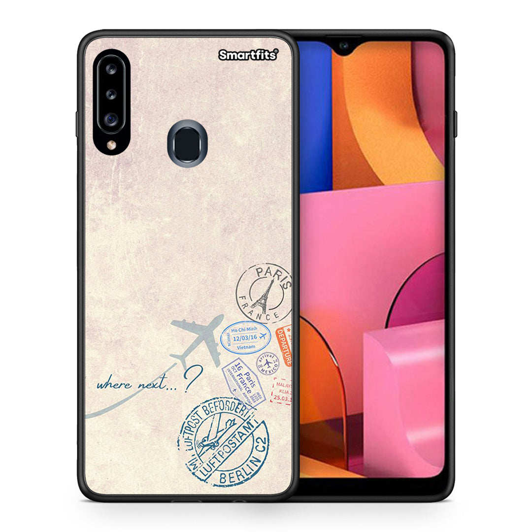 Θήκη Samsung Galaxy A20s Where Next από τη Smartfits με σχέδιο στο πίσω μέρος και μαύρο περίβλημα | Samsung Galaxy A20s Where Next case with colorful back and black bezels