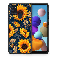 Thumbnail for Θήκη Samsung A21s Autumn Sunflowers από τη Smartfits με σχέδιο στο πίσω μέρος και μαύρο περίβλημα | Samsung A21s Autumn Sunflowers case with colorful back and black bezels