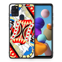 Thumbnail for Θήκη Samsung A21s Card Love από τη Smartfits με σχέδιο στο πίσω μέρος και μαύρο περίβλημα | Samsung A21s Card Love case with colorful back and black bezels