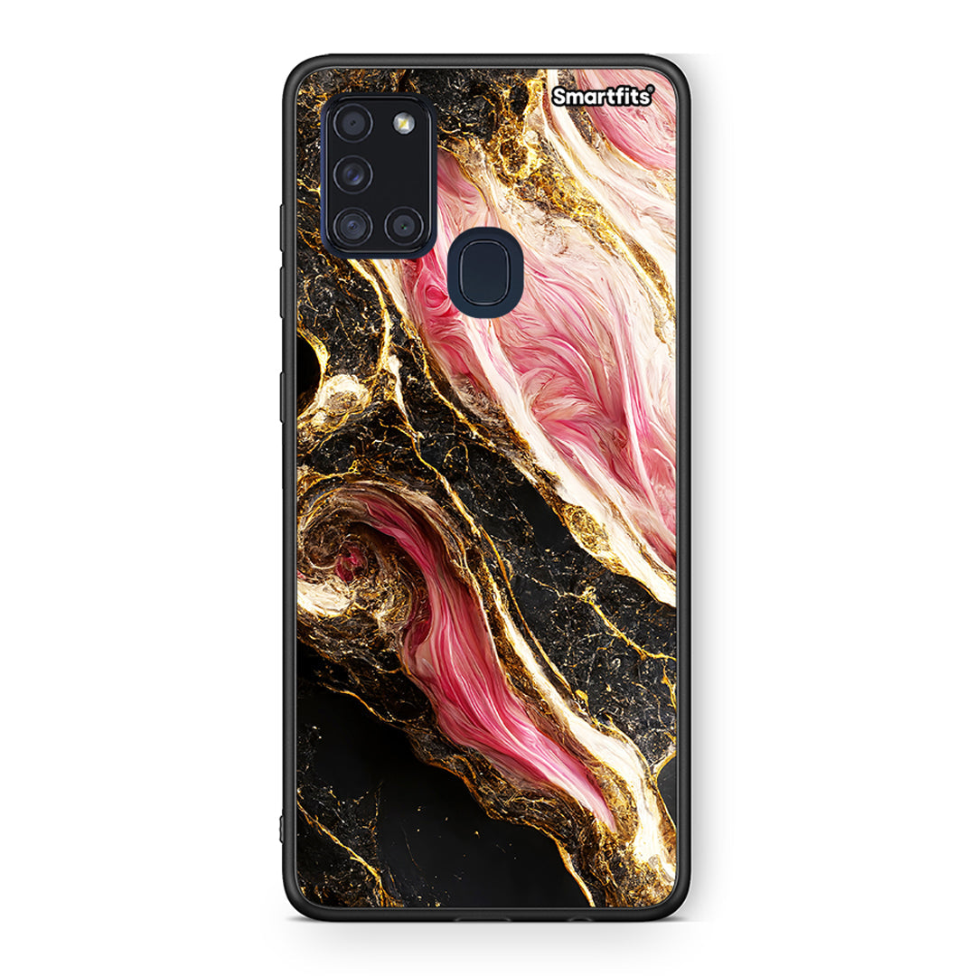 Samsung A21s Glamorous Pink Marble θήκη από τη Smartfits με σχέδιο στο πίσω μέρος και μαύρο περίβλημα | Smartphone case with colorful back and black bezels by Smartfits
