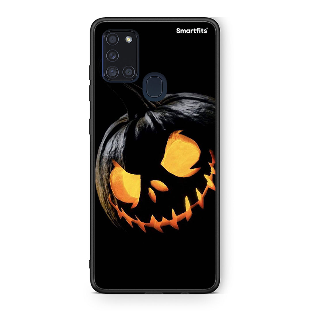 Samsung A21s Halloween Scary Pumpkin Θήκη από τη Smartfits με σχέδιο στο πίσω μέρος και μαύρο περίβλημα | Smartphone case with colorful back and black bezels by Smartfits