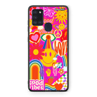Thumbnail for Samsung A21s Hippie Love θήκη από τη Smartfits με σχέδιο στο πίσω μέρος και μαύρο περίβλημα | Smartphone case with colorful back and black bezels by Smartfits