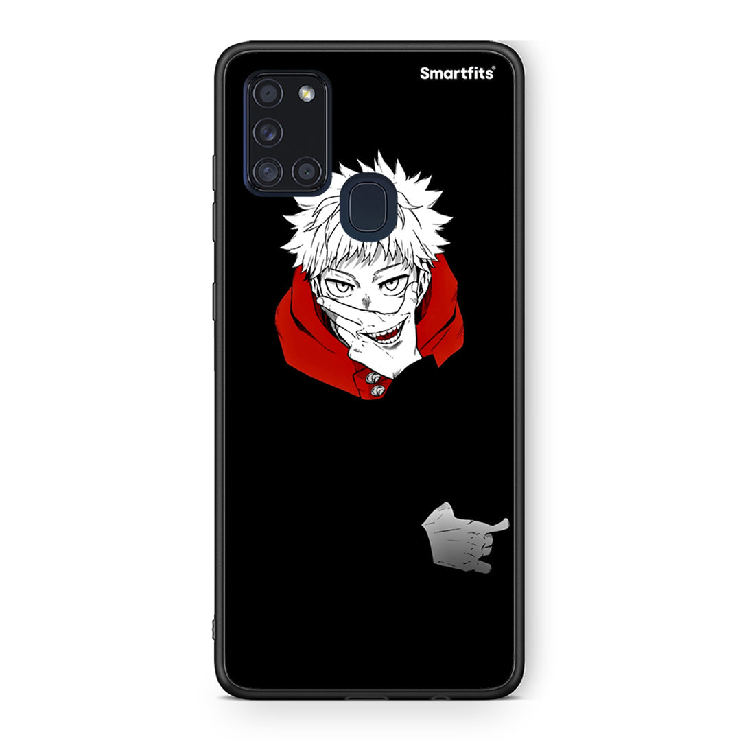 Samsung A21s Itadori Anime θήκη από τη Smartfits με σχέδιο στο πίσω μέρος και μαύρο περίβλημα | Smartphone case with colorful back and black bezels by Smartfits