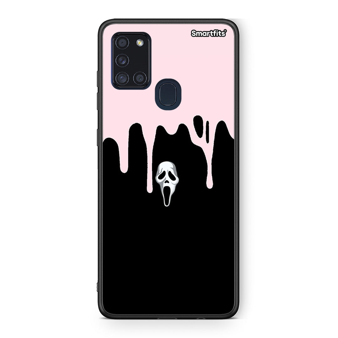 Samsung A21s Melting Halloween Mask Θήκη από τη Smartfits με σχέδιο στο πίσω μέρος και μαύρο περίβλημα | Smartphone case with colorful back and black bezels by Smartfits