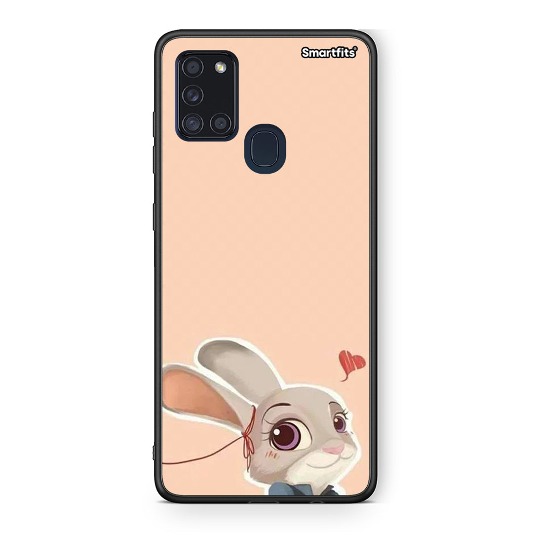 Samsung A21s Nick Wilde And Judy Hopps Love 2 θήκη από τη Smartfits με σχέδιο στο πίσω μέρος και μαύρο περίβλημα | Smartphone case with colorful back and black bezels by Smartfits