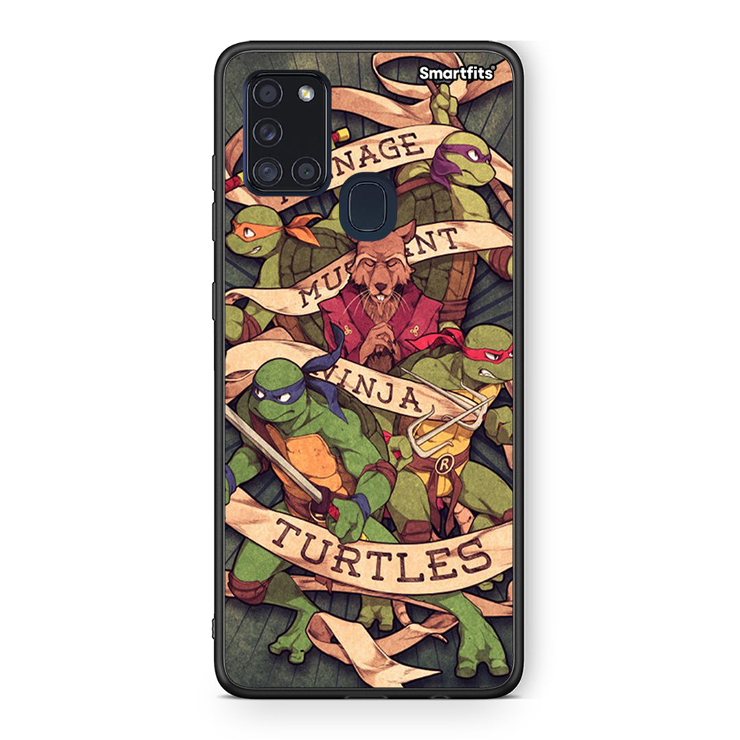 Samsung A21s Ninja Turtles θήκη από τη Smartfits με σχέδιο στο πίσω μέρος και μαύρο περίβλημα | Smartphone case with colorful back and black bezels by Smartfits
