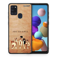 Thumbnail for Θήκη Samsung A21s You Go Girl από τη Smartfits με σχέδιο στο πίσω μέρος και μαύρο περίβλημα | Samsung A21s You Go Girl case with colorful back and black bezels