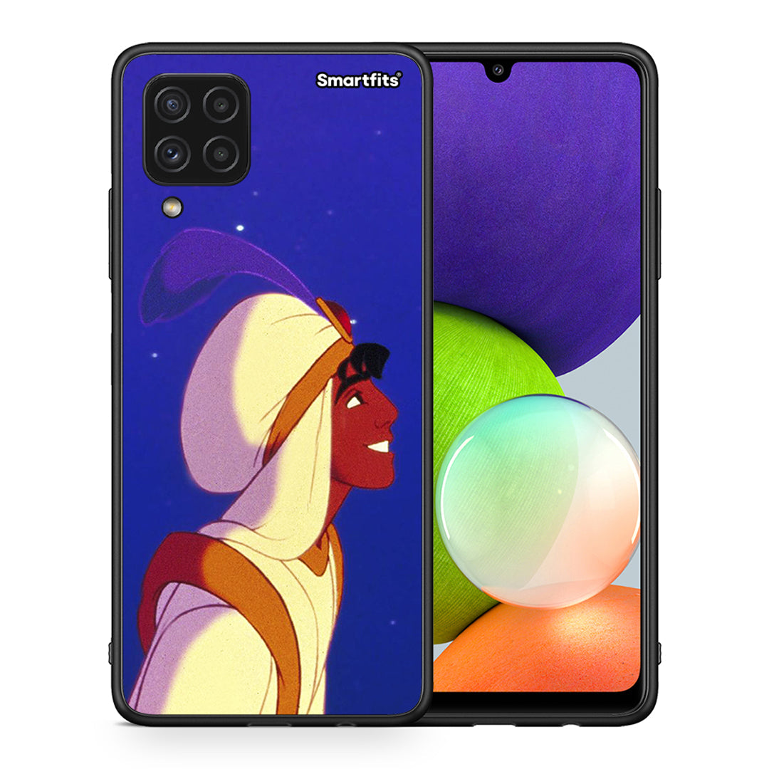 Θήκη Samsung A22 4G Alladin And Jasmine Love 1 από τη Smartfits με σχέδιο στο πίσω μέρος και μαύρο περίβλημα | Samsung A22 4G Alladin And Jasmine Love 1 case with colorful back and black bezels