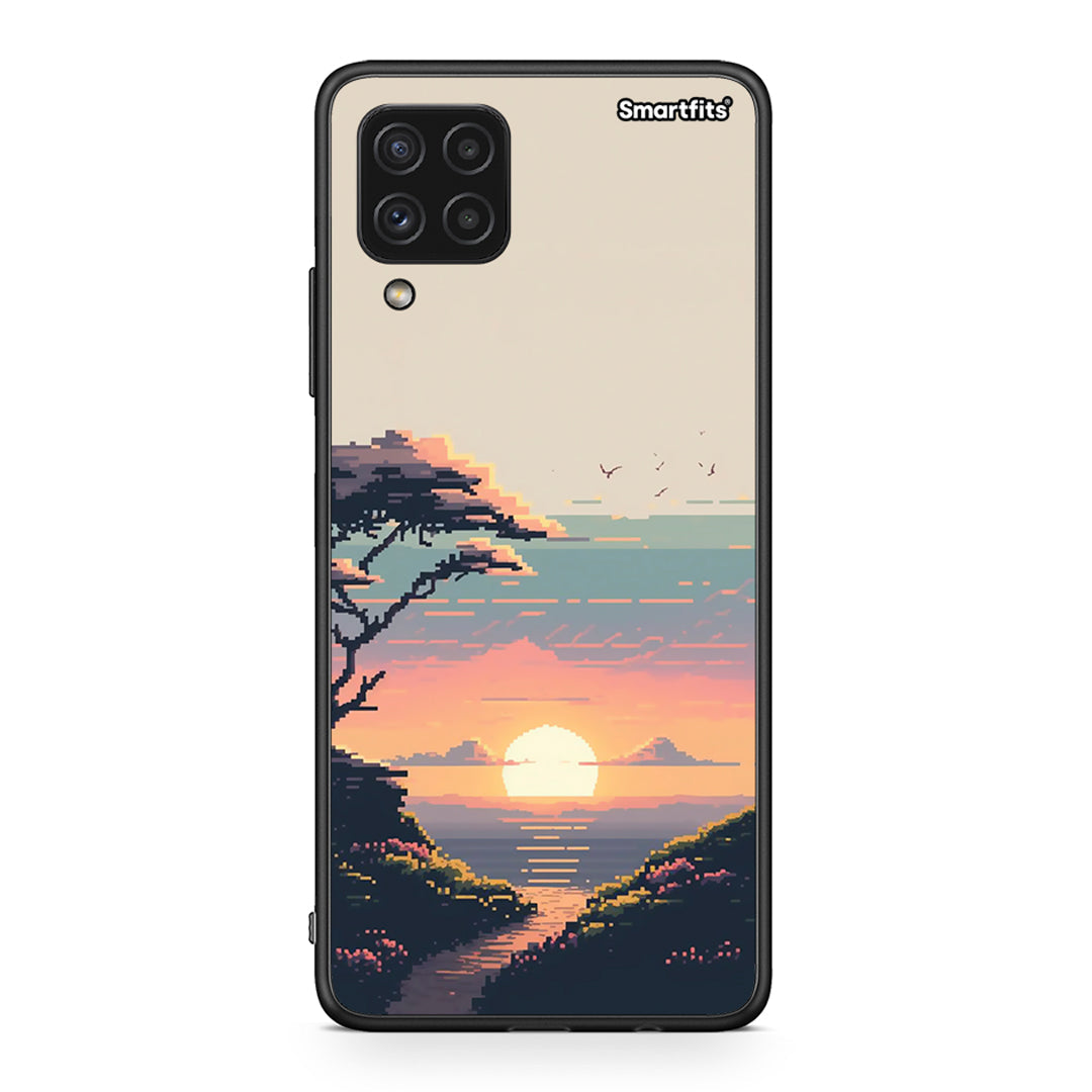 Samsung A22 4G Pixel Sunset Θήκη από τη Smartfits με σχέδιο στο πίσω μέρος και μαύρο περίβλημα | Smartphone case with colorful back and black bezels by Smartfits