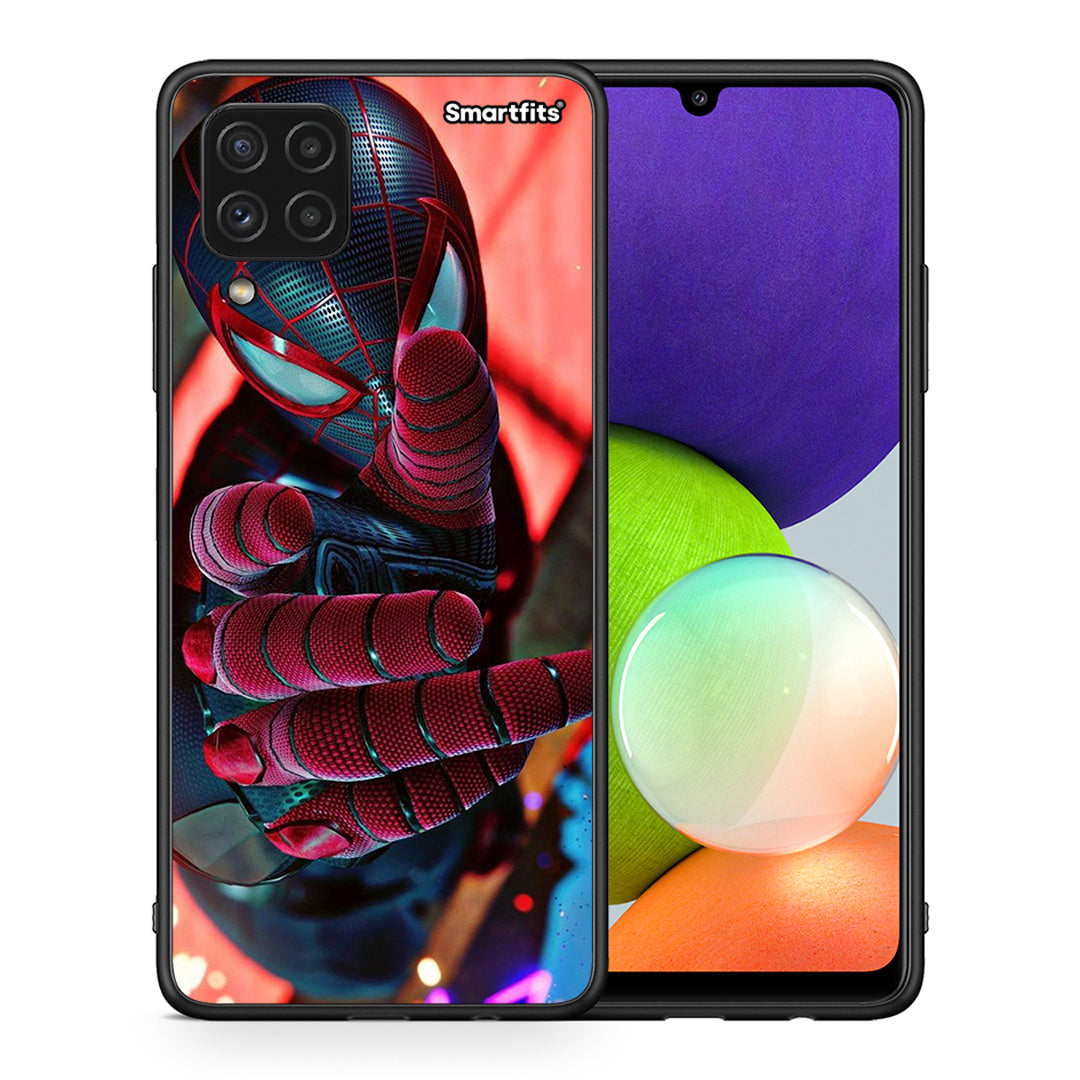 Θήκη Samsung A22 4G Spider Hand από τη Smartfits με σχέδιο στο πίσω μέρος και μαύρο περίβλημα | Samsung A22 4G Spider Hand case with colorful back and black bezels