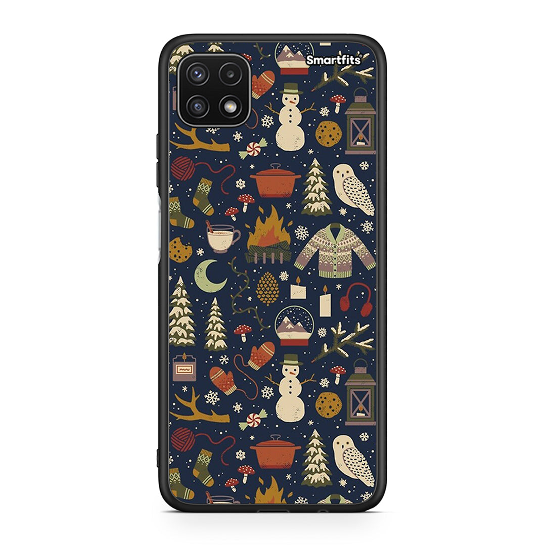 Samsung A22 5G Christmas Elements θήκη από τη Smartfits με σχέδιο στο πίσω μέρος και μαύρο περίβλημα | Smartphone case with colorful back and black bezels by Smartfits