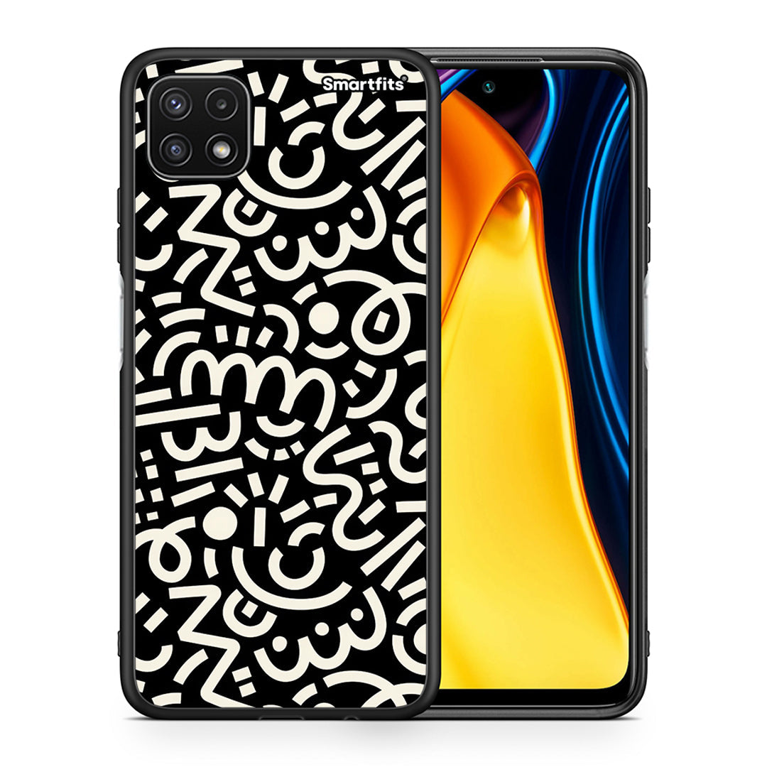 Θήκη Samsung A22 5G Doodle Art από τη Smartfits με σχέδιο στο πίσω μέρος και μαύρο περίβλημα | Samsung A22 5G Doodle Art case with colorful back and black bezels