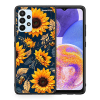 Thumbnail for Θήκη Samsung A23 Autumn Sunflowers από τη Smartfits με σχέδιο στο πίσω μέρος και μαύρο περίβλημα | Samsung A23 Autumn Sunflowers case with colorful back and black bezels