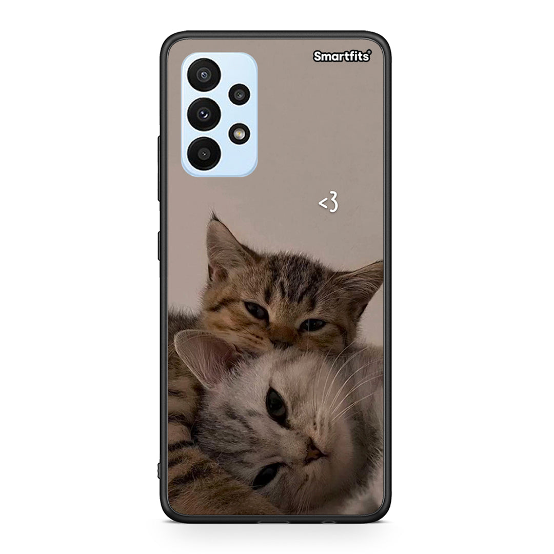 Samsung A23 Cats In Love Θήκη από τη Smartfits με σχέδιο στο πίσω μέρος και μαύρο περίβλημα | Smartphone case with colorful back and black bezels by Smartfits
