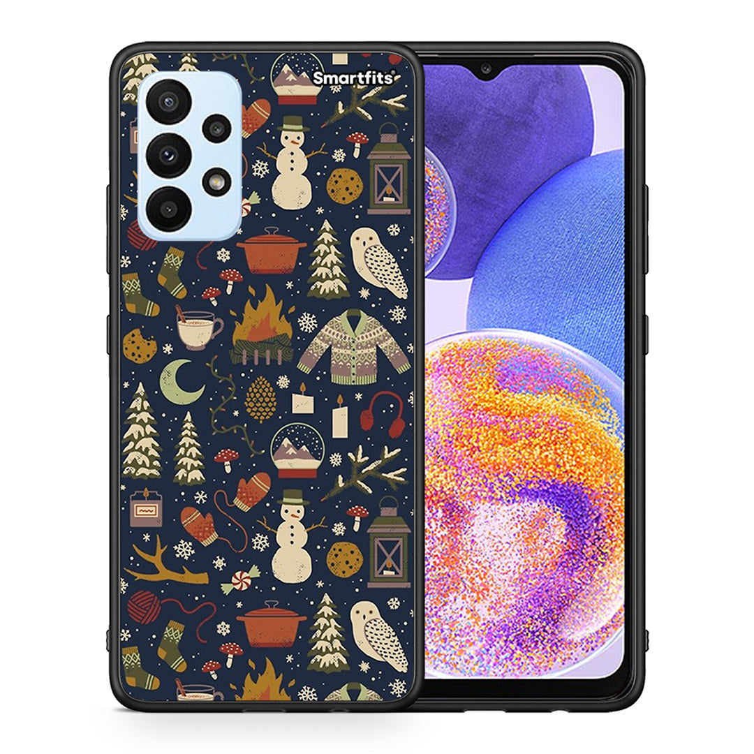 Θήκη Samsung A23 Christmas Elements από τη Smartfits με σχέδιο στο πίσω μέρος και μαύρο περίβλημα | Samsung A23 Christmas Elements case with colorful back and black bezels