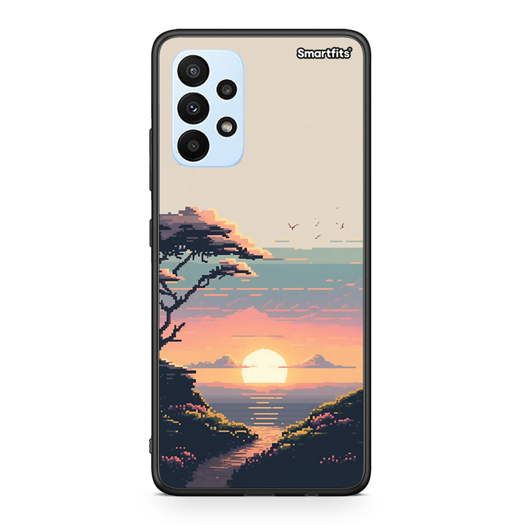 Samsung A23 Pixel Sunset Θήκη από τη Smartfits με σχέδιο στο πίσω μέρος και μαύρο περίβλημα | Smartphone case with colorful back and black bezels by Smartfits