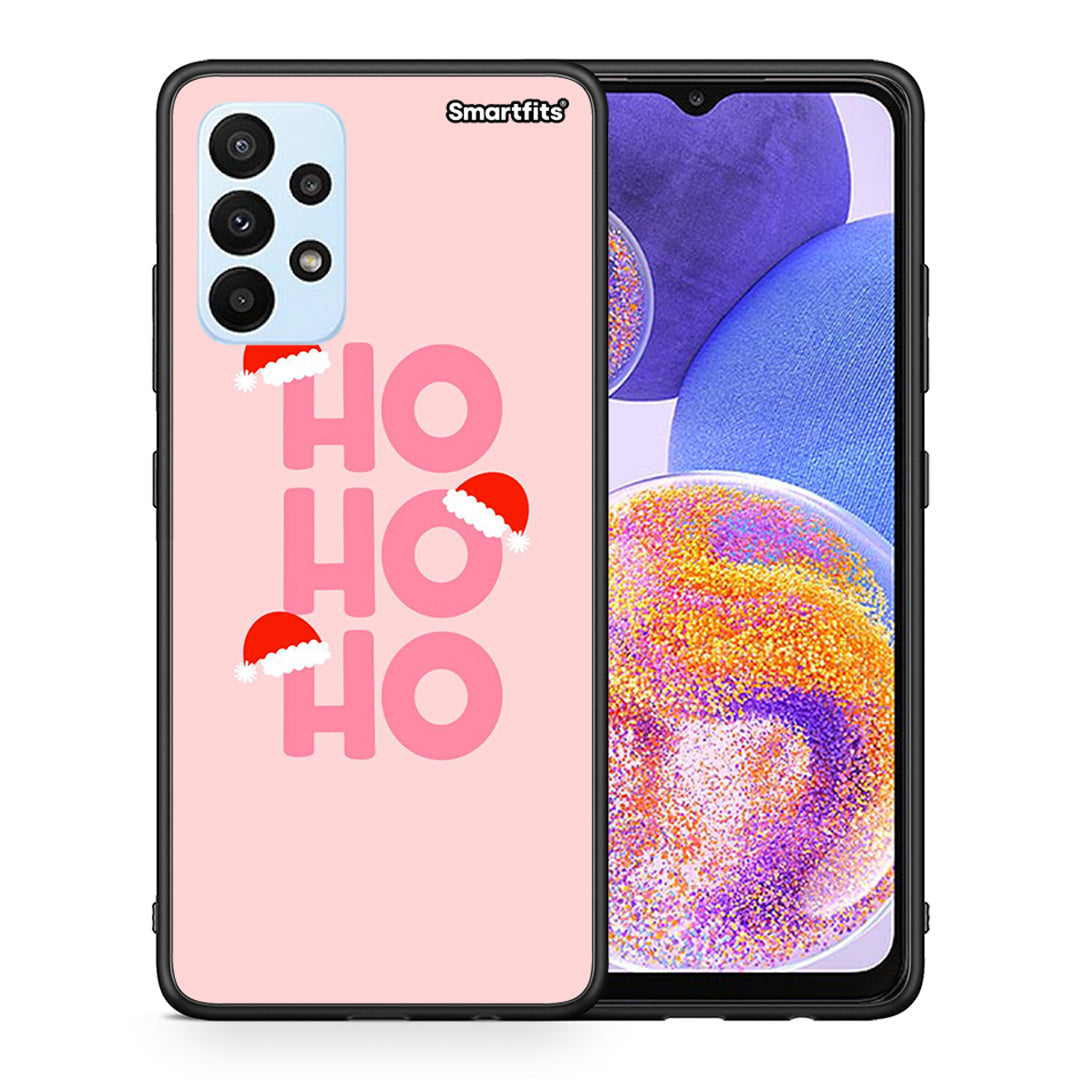 Θήκη Samsung A23 Xmas Ho Ho Ho από τη Smartfits με σχέδιο στο πίσω μέρος και μαύρο περίβλημα | Samsung A23 Xmas Ho Ho Ho case with colorful back and black bezels