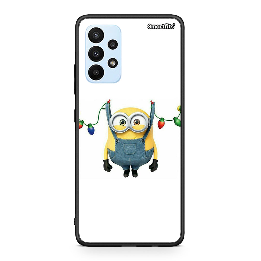 Samsung A23 Xmas Minion Lights θήκη από τη Smartfits με σχέδιο στο πίσω μέρος και μαύρο περίβλημα | Smartphone case with colorful back and black bezels by Smartfits