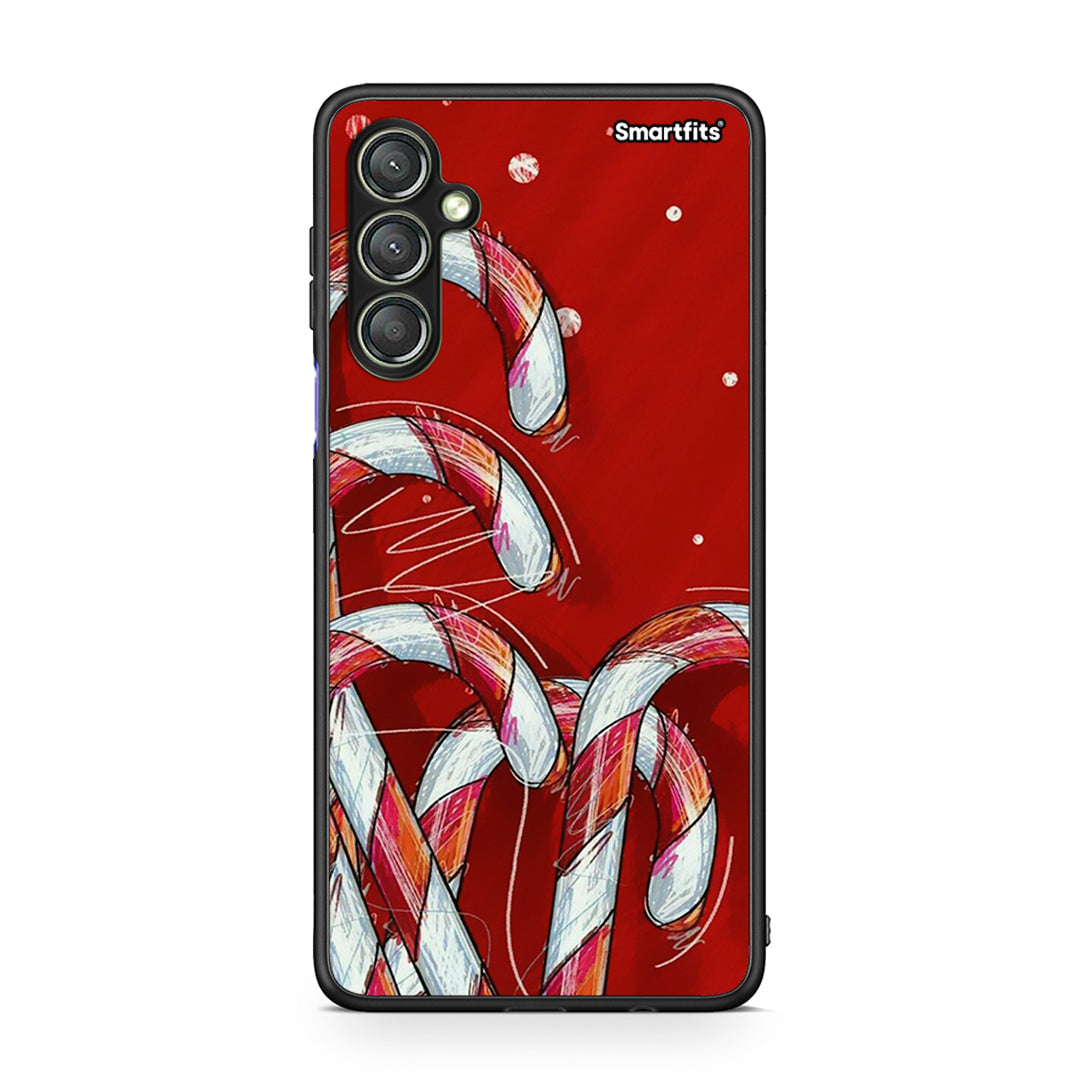 Θήκη Samsung Galaxy A24 4G Candy Cane από τη Smartfits με σχέδιο στο πίσω μέρος και μαύρο περίβλημα | Samsung Galaxy A24 4G Candy Cane Case with Colorful Back and Black Bezels