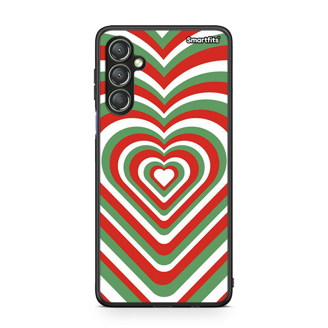 Θήκη Samsung Galaxy A24 4G Christmas Hearts από τη Smartfits με σχέδιο στο πίσω μέρος και μαύρο περίβλημα | Samsung Galaxy A24 4G Christmas Hearts Case with Colorful Back and Black Bezels