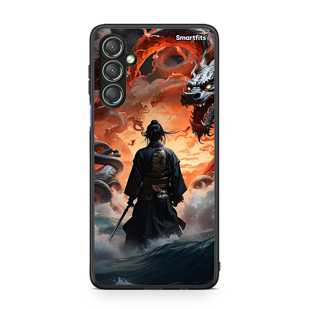 Θήκη Samsung Galaxy A24 4G Dragons Fight από τη Smartfits με σχέδιο στο πίσω μέρος και μαύρο περίβλημα | Samsung Galaxy A24 4G Dragons Fight Case with Colorful Back and Black Bezels