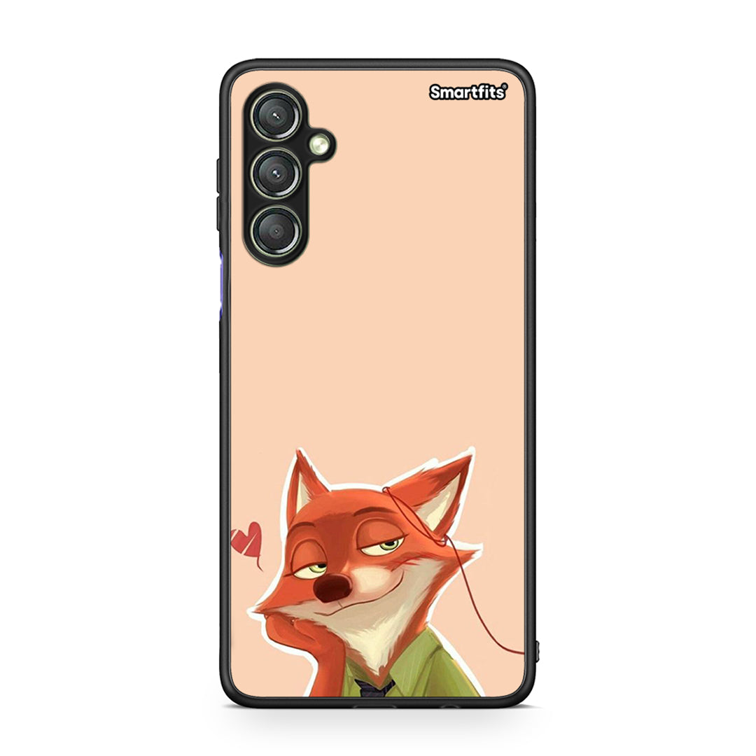 Θήκη Samsung Galaxy A24 4G Nick Wilde And Judy Hopps Love 1 από τη Smartfits με σχέδιο στο πίσω μέρος και μαύρο περίβλημα | Samsung Galaxy A24 4G Nick Wilde And Judy Hopps Love 1 Case with Colorful Back and Black Bezels