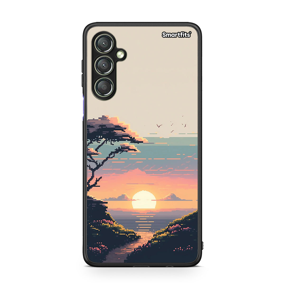 Θήκη Samsung Galaxy A24 4G Pixel Sunset από τη Smartfits με σχέδιο στο πίσω μέρος και μαύρο περίβλημα | Samsung Galaxy A24 4G Pixel Sunset Case with Colorful Back and Black Bezels