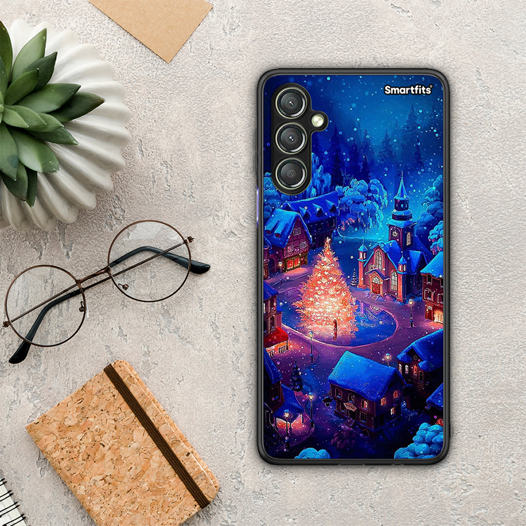 Θήκη Samsung Galaxy A24 4G Xmas Village από τη Smartfits με σχέδιο στο πίσω μέρος και μαύρο περίβλημα | Samsung Galaxy A24 4G Xmas Village Case with Colorful Back and Black Bezels