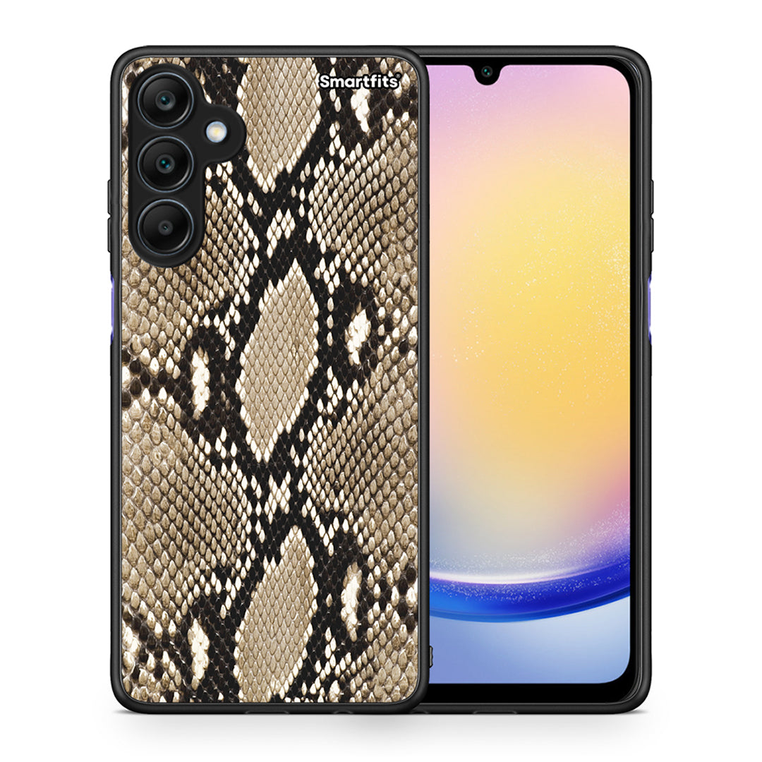 Θήκη Samsung Galaxy A25 5G Fashion Snake Animal από τη Smartfits με σχέδιο στο πίσω μέρος και μαύρο περίβλημα | Samsung Galaxy A25 5G Fashion Snake Animal case with colorful back and black bezels