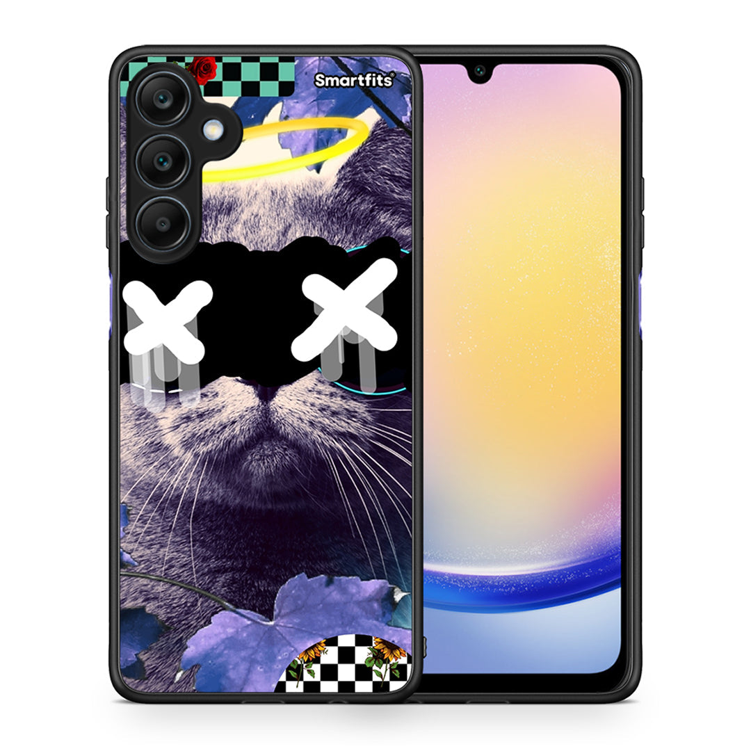 Θήκη Samsung Galaxy A25 5G Cat Collage από τη Smartfits με σχέδιο στο πίσω μέρος και μαύρο περίβλημα | Samsung Galaxy A25 5G Cat Collage case with colorful back and black bezels