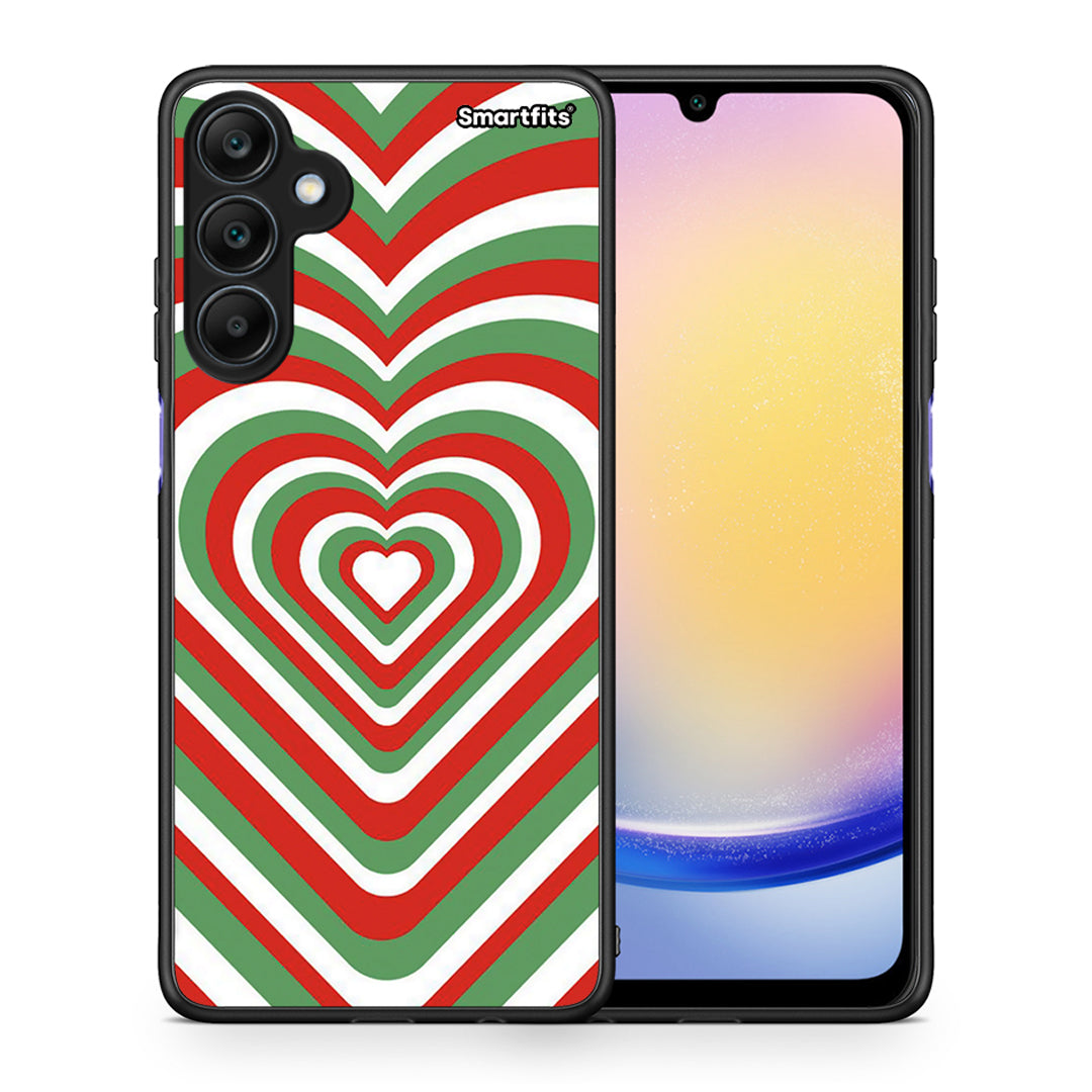 Θήκη Samsung Galaxy A25 5G Christmas Hearts από τη Smartfits με σχέδιο στο πίσω μέρος και μαύρο περίβλημα | Samsung Galaxy A25 5G Christmas Hearts case with colorful back and black bezels