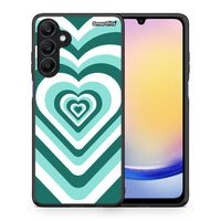 Thumbnail for Θήκη Samsung Galaxy A25 5G Green Hearts από τη Smartfits με σχέδιο στο πίσω μέρος και μαύρο περίβλημα | Samsung Galaxy A25 5G Green Hearts case with colorful back and black bezels