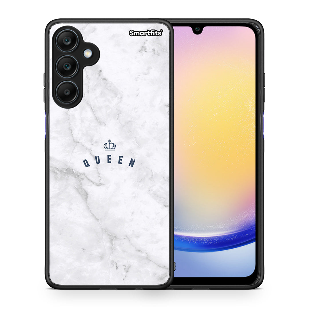 Θήκη Samsung Galaxy A25 5G Queen Marble από τη Smartfits με σχέδιο στο πίσω μέρος και μαύρο περίβλημα | Samsung Galaxy A25 5G Queen Marble case with colorful back and black bezels