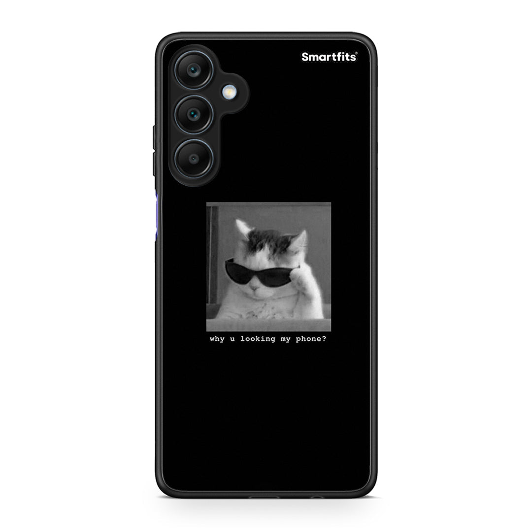 Samsung Galaxy A25 5G Meme Cat θήκη από τη Smartfits με σχέδιο στο πίσω μέρος και μαύρο περίβλημα | Smartphone case with colorful back and black bezels by Smartfits