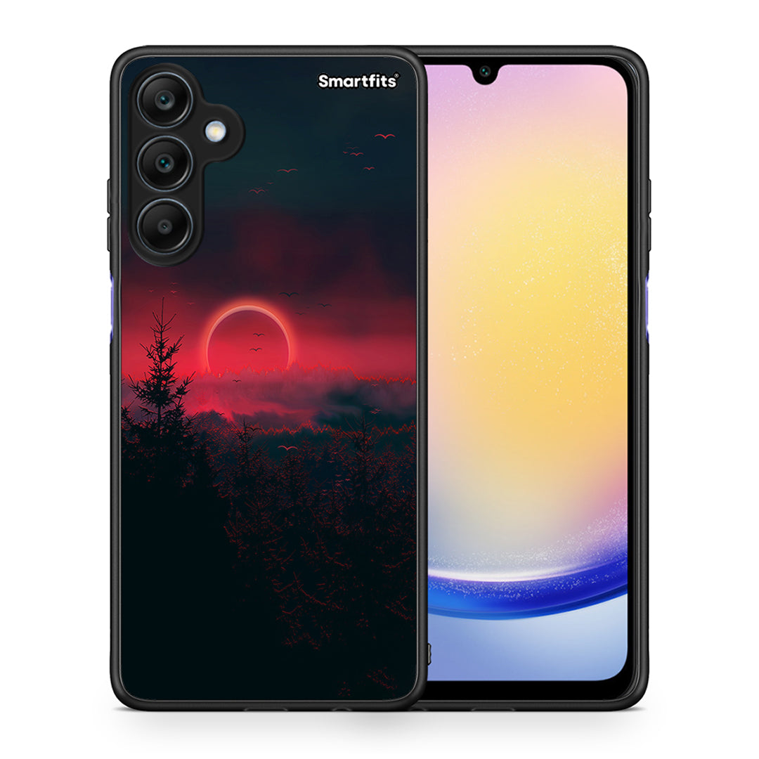 Θήκη Samsung Galaxy A25 5G Sunset Tropic από τη Smartfits με σχέδιο στο πίσω μέρος και μαύρο περίβλημα | Samsung Galaxy A25 5G Sunset Tropic case with colorful back and black bezels