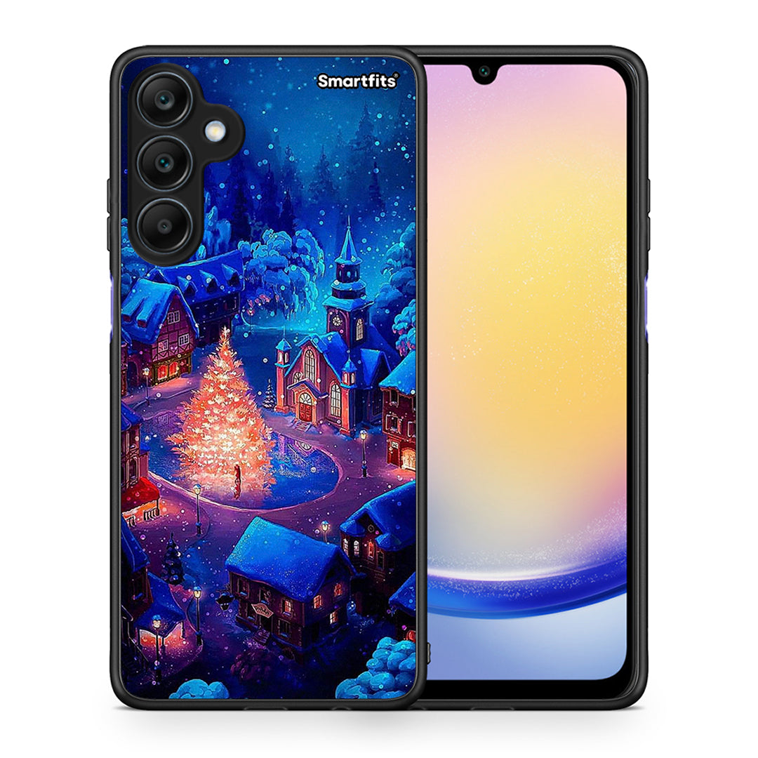 Θήκη Samsung Galaxy A25 5G Xmas Village από τη Smartfits με σχέδιο στο πίσω μέρος και μαύρο περίβλημα | Samsung Galaxy A25 5G Xmas Village case with colorful back and black bezels