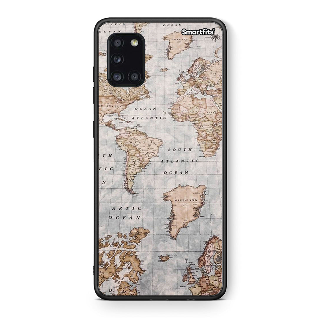 Θήκη Samsung Galaxy A31 World Map από τη Smartfits με σχέδιο στο πίσω μέρος και μαύρο περίβλημα | Samsung Galaxy A31 World Map case with colorful back and black bezels